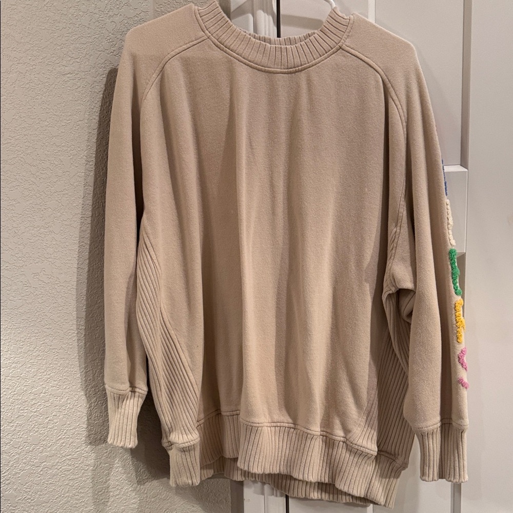 Aerie Cream Crew Neck Sweater